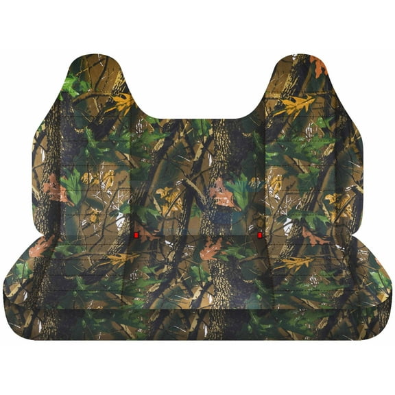 Fits 1999-2004 Ford F-150 Camo Seat Covers Front Solid Bench w Molded Headrests:Real Tree