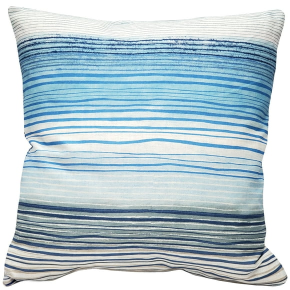 Housse de Coussin Décorative Rayures Sedona Bleue 20x20 Pouces