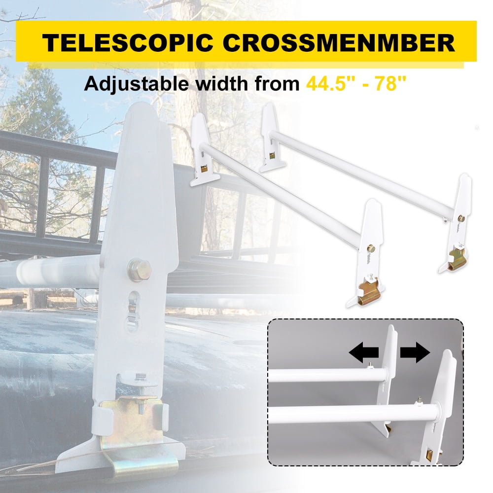Kojem Adjustable Van Roof Ladder Rack Carrier 2 Cross Bars for Chevy Dodge Ford GMC Express 47 - 77'' 500lbs