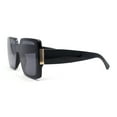 thumbnail image 3 of Womens Oversized Inset Lens Rectangular Plastic Chic Butterfly Sunglasses All Black, 3 of 4