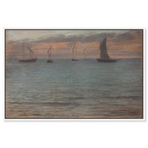 A Seascape at Sunset 1880s Canvas Coastal Classic Art by Art Remedy, White Frame, 30" x 20"