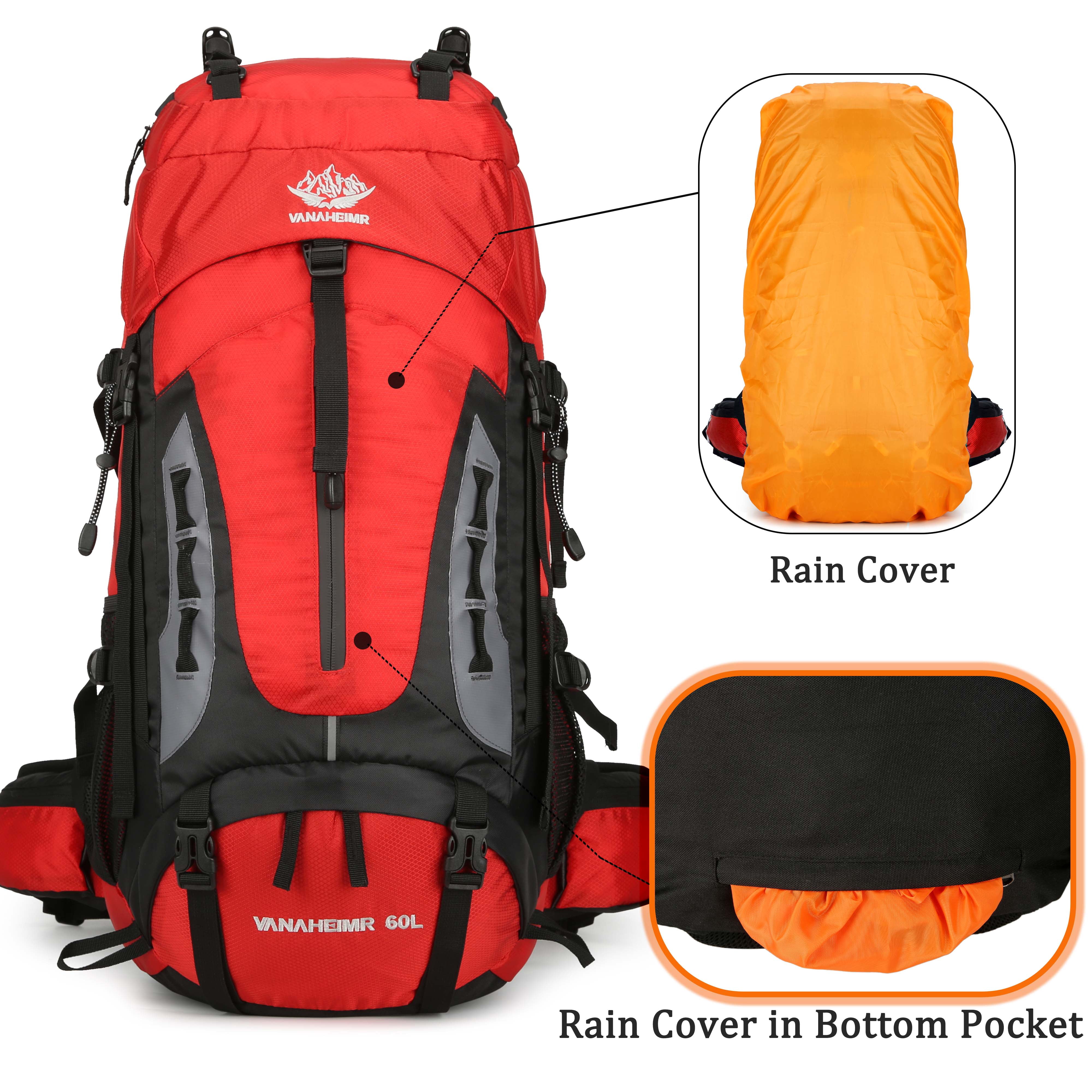 60L Travel Hiking Camping Backpack with Rain Cover,Backpack Water Resistant,Traveling Backpack for Men Women
