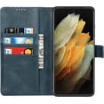 thumbnail image 3 of Compatible with Samsung Galaxy S21 Ultra Wallet Case with S Pen Holder,[Stand Feature] Magnetic Closure Protective with Card Slot,Premium PU Leather Case for Galaxy S21 Ultra 6.8 Inch,Navy Blue, 3 of 14