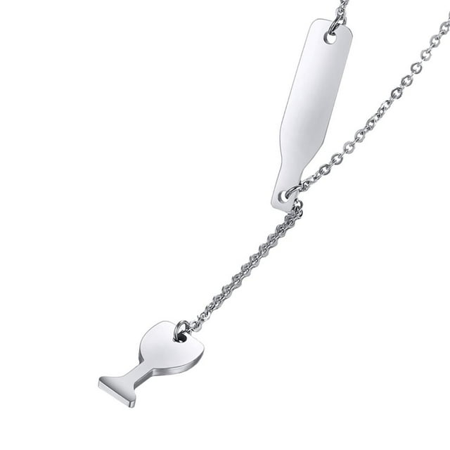 Collar de Cadena con colgante de botella de vino para Mujer perfecl material Acero inoxidable