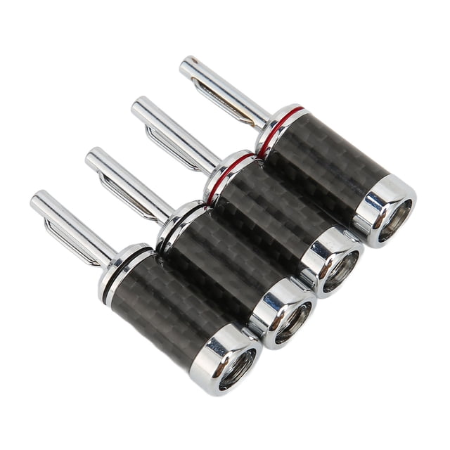 Conector tipo banana para altavoz, carcasa de fibra de carbono y latón cromado, para cable de altavoz de 5mm/0,2 pulgadas