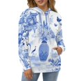 thumbnail image 4 of Blue Willow Seamless Pattern 3D Print Hoodie Men Women Autumn Thin Pullover Sweatshirt Vintage Streetwear Tops, 4 of 6