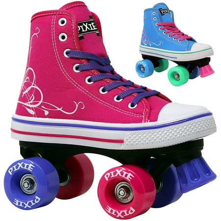 Lenexa Pixie Girl’s Quad Roller Skates with High Top Shoe Style for Indoor / Outdoor (Best Indoor Roller Skates)