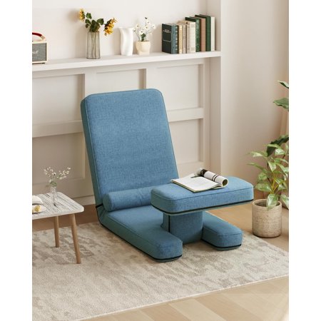 VLIVE Convertible Sleeper Sofa Chair - Adjustable Single Couch with Table & Pillow, Multifunctional Folding Chair Bed for Living Rooms, Bedroom, Small Apartment and Studios, Blue