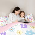 thumbnail image 4 of Manfei Colorful Floral Twin Bedding Sets 7-Piece,Rainbow Graffiti Flower Bedding Comforter Set,Cartoon Plant Daisy Sheet Sets For Girls,Luxury Bedroom Decor,Reversible, 4 of 8