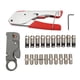 thumbnail image 1 of Kit de herramientas para engarzar cables coaxiales, juego de compresión Coaxial con 1 pelador, 10 juegos de adaptadores de conectores tipo F RG6, 1 of 12