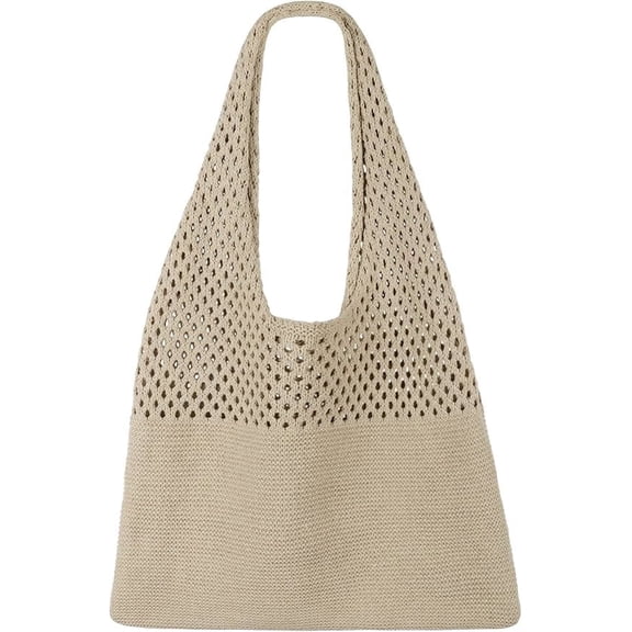 SUOSDEY Beach Tote Bag for Women, Crochet Boho Tote Bag Aesthetic Mesh Shoulder Bag for Summer Vacation