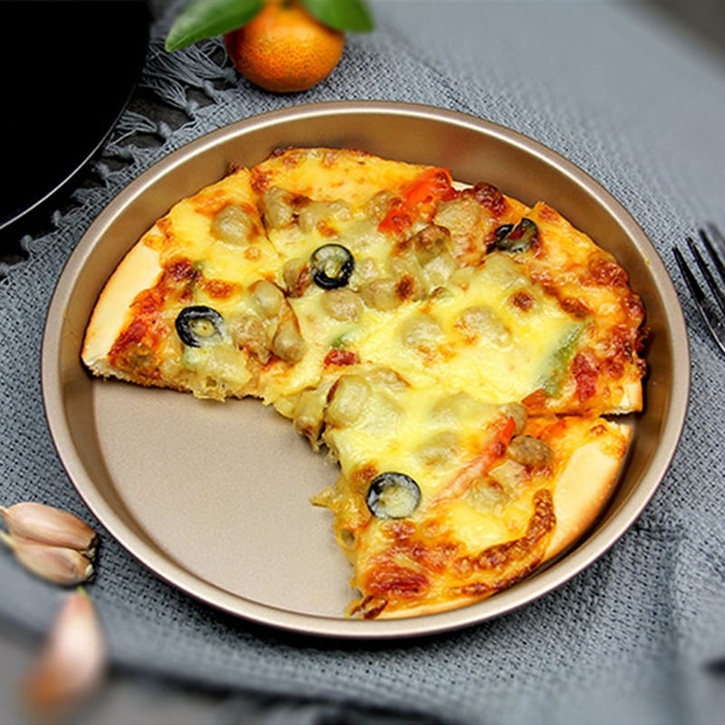 Heavy Pizza Baking Pan Pizza Tray Stainless Steel Round Pizza Baking Sheet 