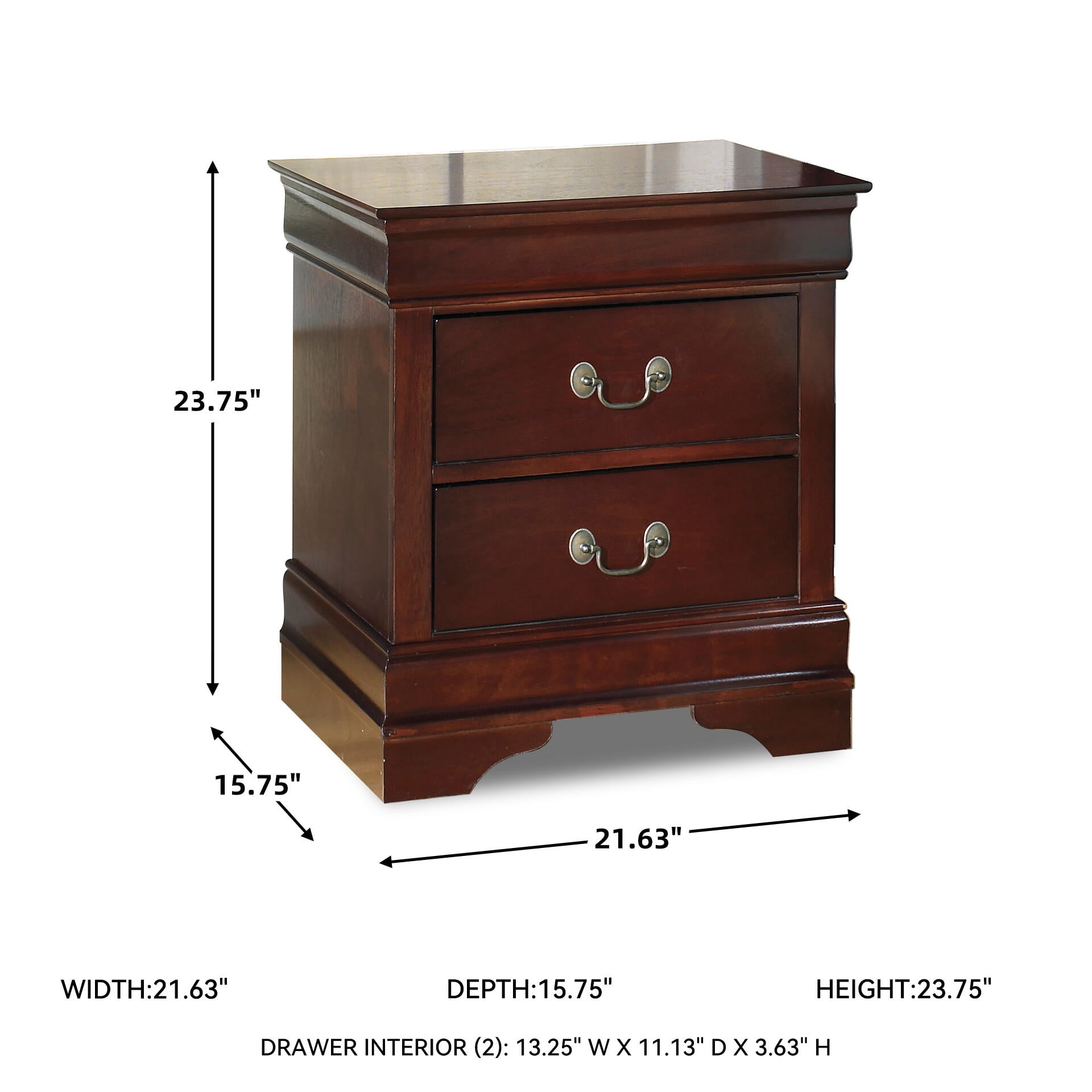 Signature Design by Ashley Traditional Alisdair 2 Drawer Nightstand, Reddish Brown
