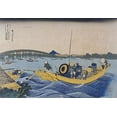 thumbnail image 2 of Hokusai 24x18 Black Ornate Wood Framed with Double Matting Museum Art Print Titled - View of The Evening Glow at Ryogoku Bridge, 2 of 4