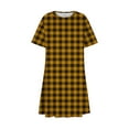 thumbnail image 4 of yillto Women Summer Tshirt Dress Casual Plaid Short Sleeve Crew Neck Knee Length Loose Comfy Dresses, 4 of 6