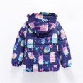 thumbnail image 2 of Toddler Girls Jacket, Winter , windproof, fur inside, trendy print, with hoodie, Navy, 2 of 6