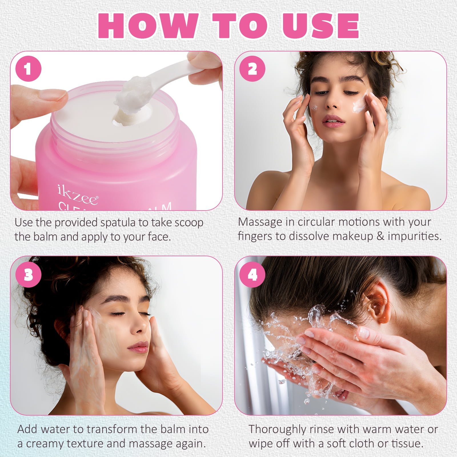 Ikzee Cleansing Balm,Melts Away Waterproof Make-Up/Oil,Face