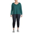 thumbnail image 3 of Terra & Sky Women's Plus Size V-Neck T-Shirt with Long Sleeves, 2-Pack, 3 of 5