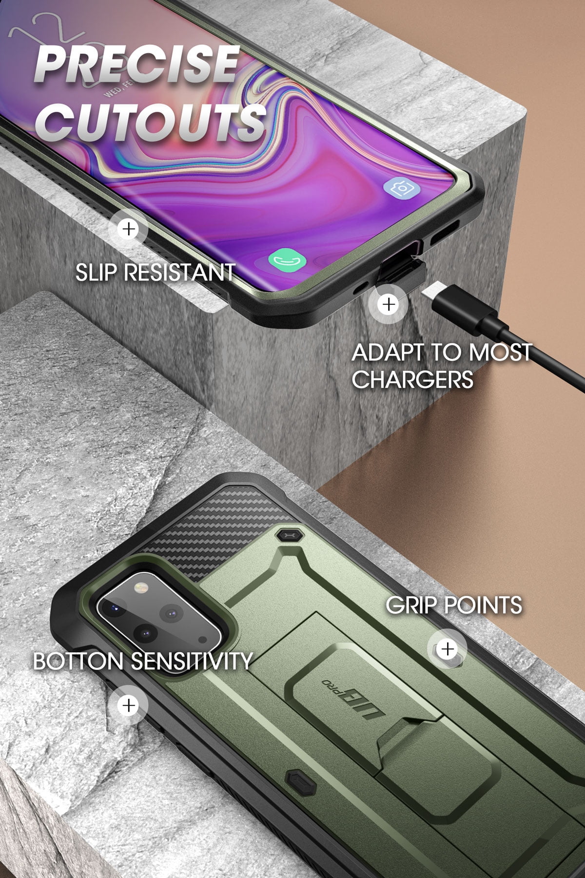 SUPCASE Unicorn Beetle Pro Series Designed for Samsung Galaxy S20 FE 5G Case (2020), Full-Body Dual Layer Rugged Holster & Kickstand Case with Built-in Screen Protector (Guldan)