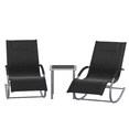 thumbnail image 1 of Ensemble de Salon de Patio 3 Pcs - 2 Chaises Longues Réglables avec Table d'Appoint - Tissu Textilène Résistant aux Intempéries avec Cadre en Acier Robuste - Mobilier d'Extérieur pour Patio, Piscine, Balcon, Jardin - Noir, 1 of 6