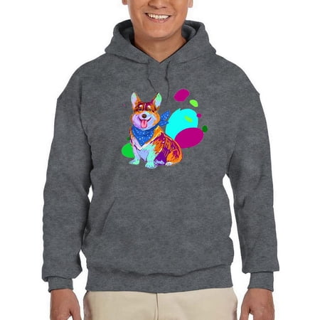 Colorful Corgi Bandana Portrait Hoodie Men -Image by Shutterstock Male Medium