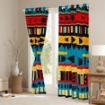 thumbnail image 3 of Manfei Retro Geometric Triangle Black Out Curtains,Vintage Plaid Stripe Curtains Pack of 2 (42x63 Each),Colorful bohemian Style Bedroom Curtains For Girls Kids,Microfiber Bedroom Decor, 3 of 6