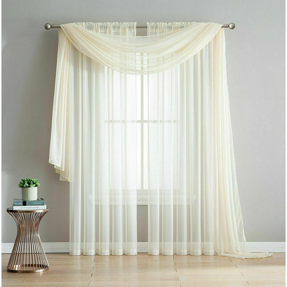 Empire Home Ivory 216" Long Sheer Curtain Valance Window New Walmart