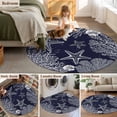thumbnail image 5 of Round Rug 5Ft Washable Non-Slip, Navy Blue Coastal Circle Area Rugs for Living Room Bedroom, Starfish Coral Summer Beach Ocean Indoor Floor Mats Carpet Runner for Home Decor Aesthetic, 5 of 8