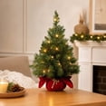 thumbnail image 6 of 23.6in Pre-Lit Tabletop Christmas Tree with Warm LED Lights,Artificial Pine Ornament with Red Velvet Base for Home Office Holiday Decor, 6 of 7