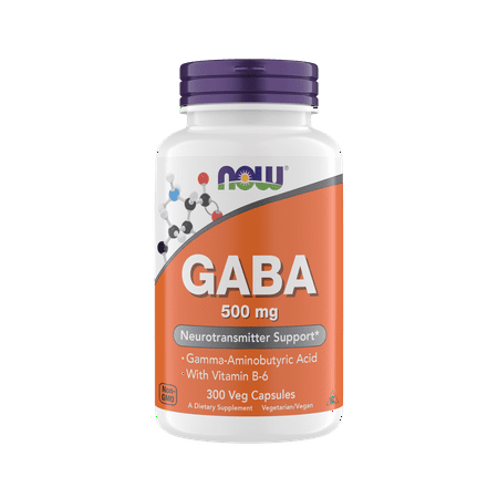 NOW Supplements GABA 500 mg Capsules, Premium GABA Supplement for Stress Relief, Vegetarian, Vegan, and Kosher Friendly, Ideal for Balanced Brain Function*, 300 Capsules