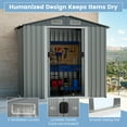 thumbnail image 6 of Costway 6 x 4 FT Outdoor Storage Shed Galvanized Steel Shed with Sliding Doors Wood Grain Grey, 6 of 11