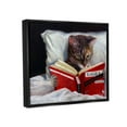 thumbnail image 2 of Stupell Industries Cat Reading a Book in Bed Funny Painting Jet Black Framed Floating Canvas Wall Art, 24x30, by Lucia Heffernan, 2 of 5