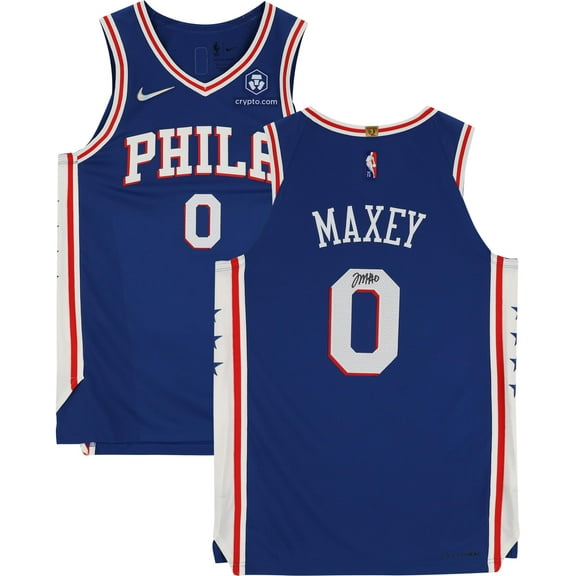 Tyrese Maxey Philadelphia 76ers Autographed Blue 2020-2021 Icon with Patch Authentic Jersey - Fanatics Authentic Certified