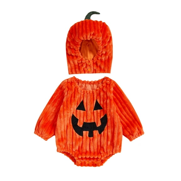 Gzhioc Infant Baby Girls Boys Halloween Outfits 0 3 6 9 12 Months Long Sleeve Grimace Romper with Hat Halloween Clothes Set