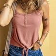 thumbnail image 2 of Women's Sleeveless Tank Tops Tie Knot Button Down Shirts Ribbed Spaghetti Strap Tank Tops Summer Sleeveless Blouse Tunics Tops Tees Slim Fit Cropped Camisole New New Red 4XL, 2 of 7