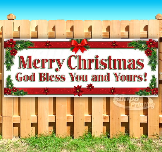 Merry Christmas 3 13 oz Heavy Duty Vinyl Banner with 4 Grommets