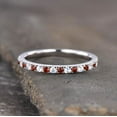 thumbnail image 2 of Garnet Topaz Wedding Half Eternity Matching Band Stacking Ring For Her 925 Sterling Silver Gemstone Jewelry For Women Gift, 2 of 5