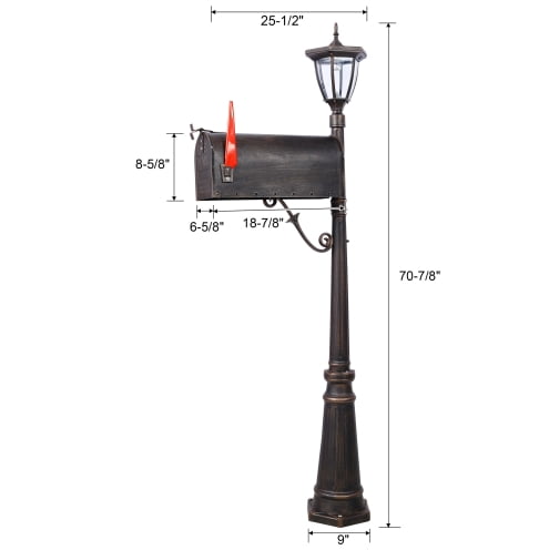 Heavy Duty Cast Aluminum Mailbox & Post Combo, Modern Decorative Design, Large Outdoor Mailbox