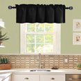 thumbnail image 2 of JIUZHEN Valance Curtains for Kitchen Window Valances for Living Room/Basement Window Curtains Bathroom Thermal Insulated Short Rod Pocket Curtain Panels, Black,60 x 18 Inches,1 Panel, 2 of 7