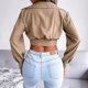 thumbnail image 5 of Moda mujer Casual manga larga traje Color sólido anudado camisa ombligo Tops Fridja  czfsfas462, 5 of 6