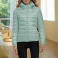 thumbnail image 2 of Winter Puffer Coats for Women Lightweight Puffy Jacket Packable Hooded Down Coat Mint Green XXL, 2 of 5