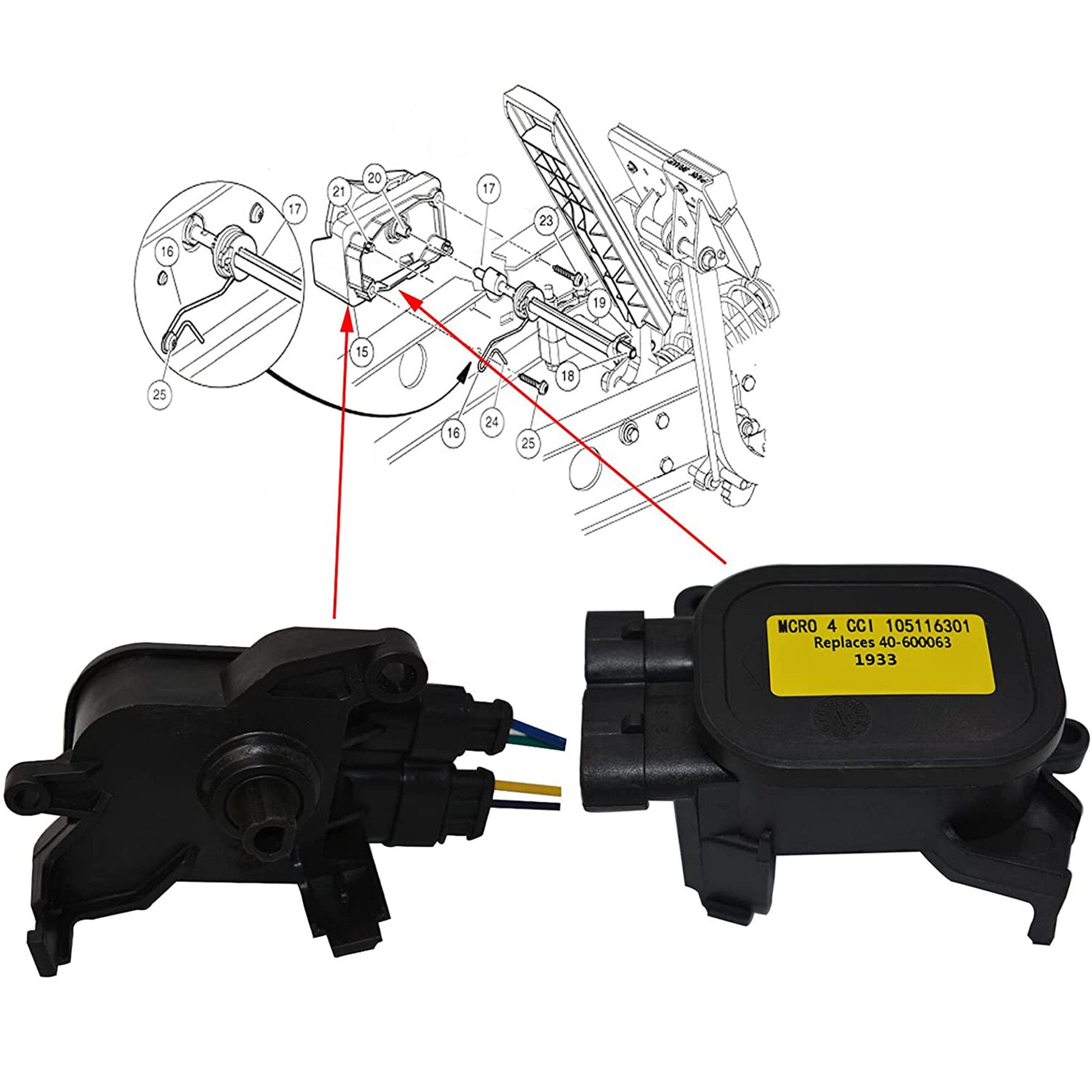 Golf Car MCOR 4 Throttle Potentiometer for Club Car Precedent/DS OEM  105116301