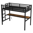 thumbnail image 5 of Bellemave Twin XL Loft Bed with Desk, Metal Loft Bed with Power Outlet and LED Lighting, Space Saving Noise Reduced Design for Dorm & Small Room, Black, 5 of 9