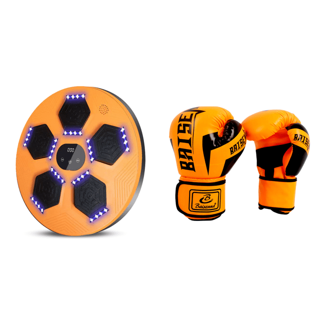 Máquina de boxeo con música electrónica LED, conexión BT, montaje en pared para el hogar (naranja)