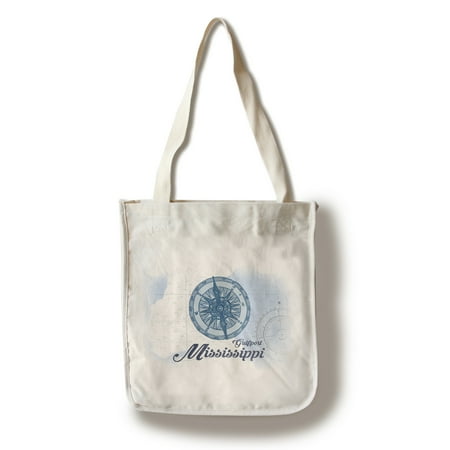 West Gulfport Mississippi Gulfport, Mississippi - Compass - Blue - Coastal Icon - Lantern Press Artwork (100% Cotton Tote Bag - Reusable) ()