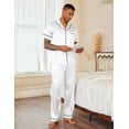 thumbnail image 2 of EKOUAER Mens Satin Pajama Set Short Sleeve Classic Sleepwear Button Down Silky Loungewear with Long Pants, 2 of 6