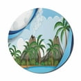 thumbnail image 1 of Graphic Beach Mouse Pad for Computers, Cartoon Illustration of Exotic Volcano Island with Palm Trees and Ocean Print, Round Non-Slip Thick Rubber Modern Mousepad, 8" Round, Multicolor, by Ambesonne, 1 of 2