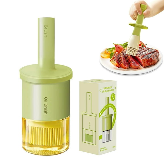 Glass Oil Dispenser Bottle With Heat Silicone Basting Brush For Kitchen Cooking BBQ Grilling And Frying Applications
