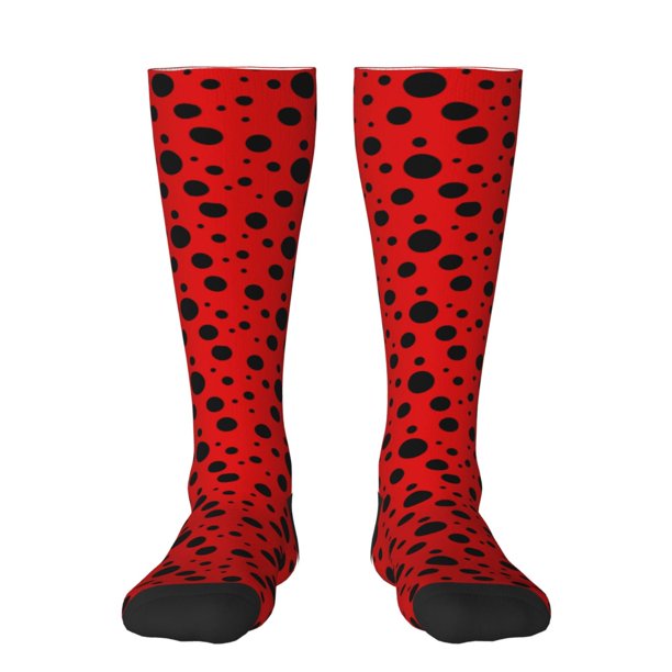 Fotbe Ladybug Pattern Calcetas Divertidas Estampadas para Hombre y Mujer, Calcetas de Algodón hasta la Rodilla para Caminar, Correr, Enfermería y Embarazo