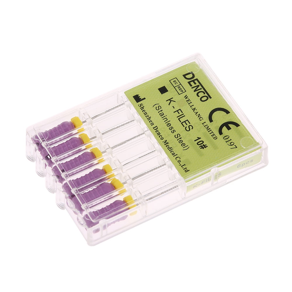 6PCS Ktype File Endodontic Root Canal Manual KFiles Stainless Steel